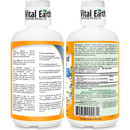 Vital Earth Minerals Fulvic Humic Mineral Blend Liquid – Fulvic Acid Supplement with 70+ Trace Minerals, Electrolytes for Recovery Vital Earth Minerals
