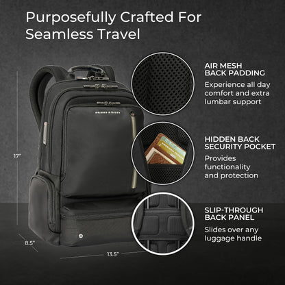 Briggs & Riley Medium Expandable Briefcase - Laptop Bag for Work & Travel, Briefs for Men & Women, Includes Shoulder Strap, Self-Repairing Zippers, Fits up to 15" Computer - HTA Collection, Black Gsupps Australia