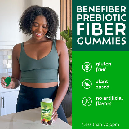 Benefiber Prebiotic GLP-1 Friendly Fiber Supplement Gummies for Digestive Health, Assorted Fruit Flavor - 81 Count Benefiber