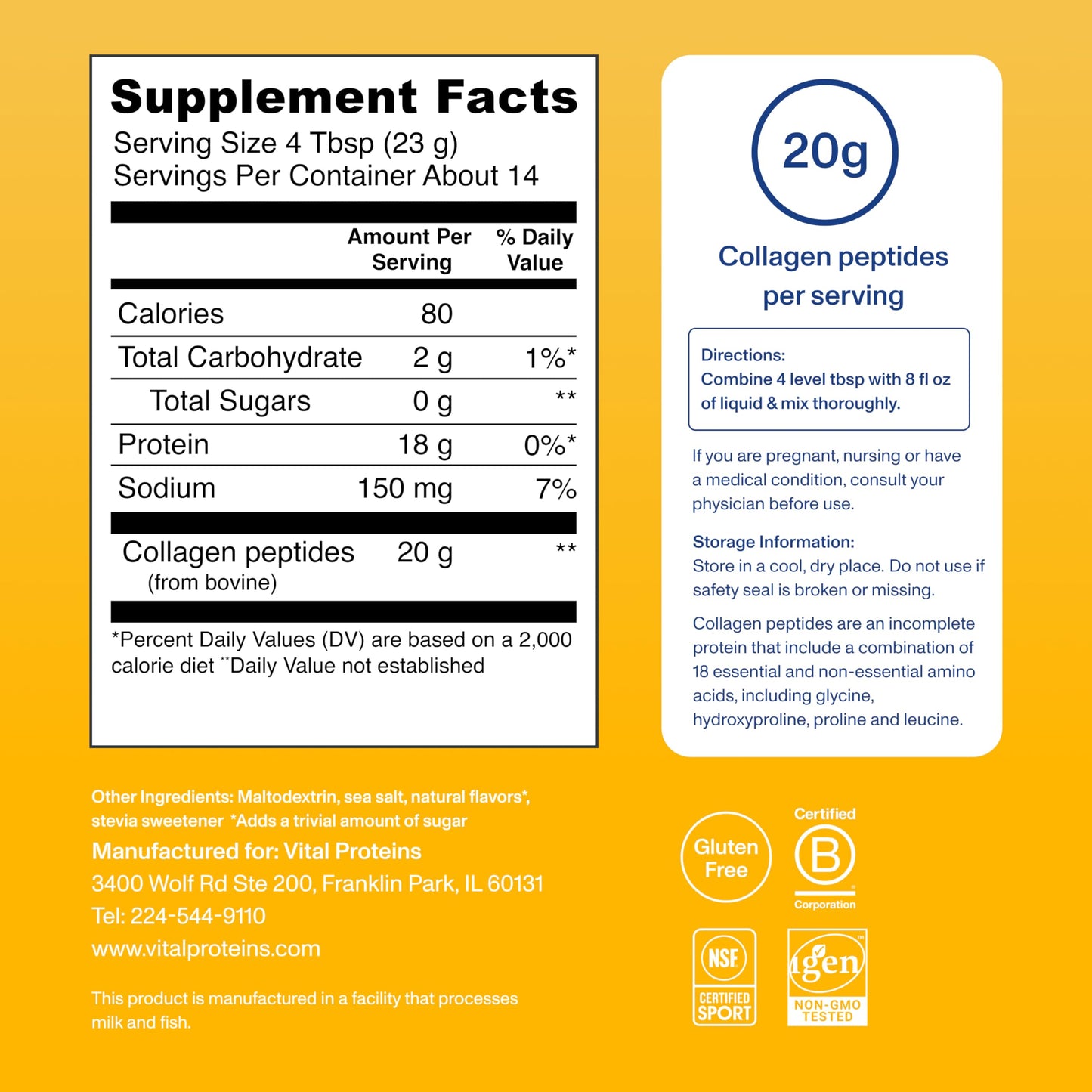 Vital Proteins Collagen Peptides Powder Vanilla - Supports Hair, Skin, Nails, Bones, Joints, Powder for Women Vital Proteins