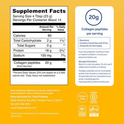 Vital Proteins Collagen Peptides Powder Vanilla - Supports Hair, Skin, Nails, Bones, Joints, Powder for Women Vital Proteins
