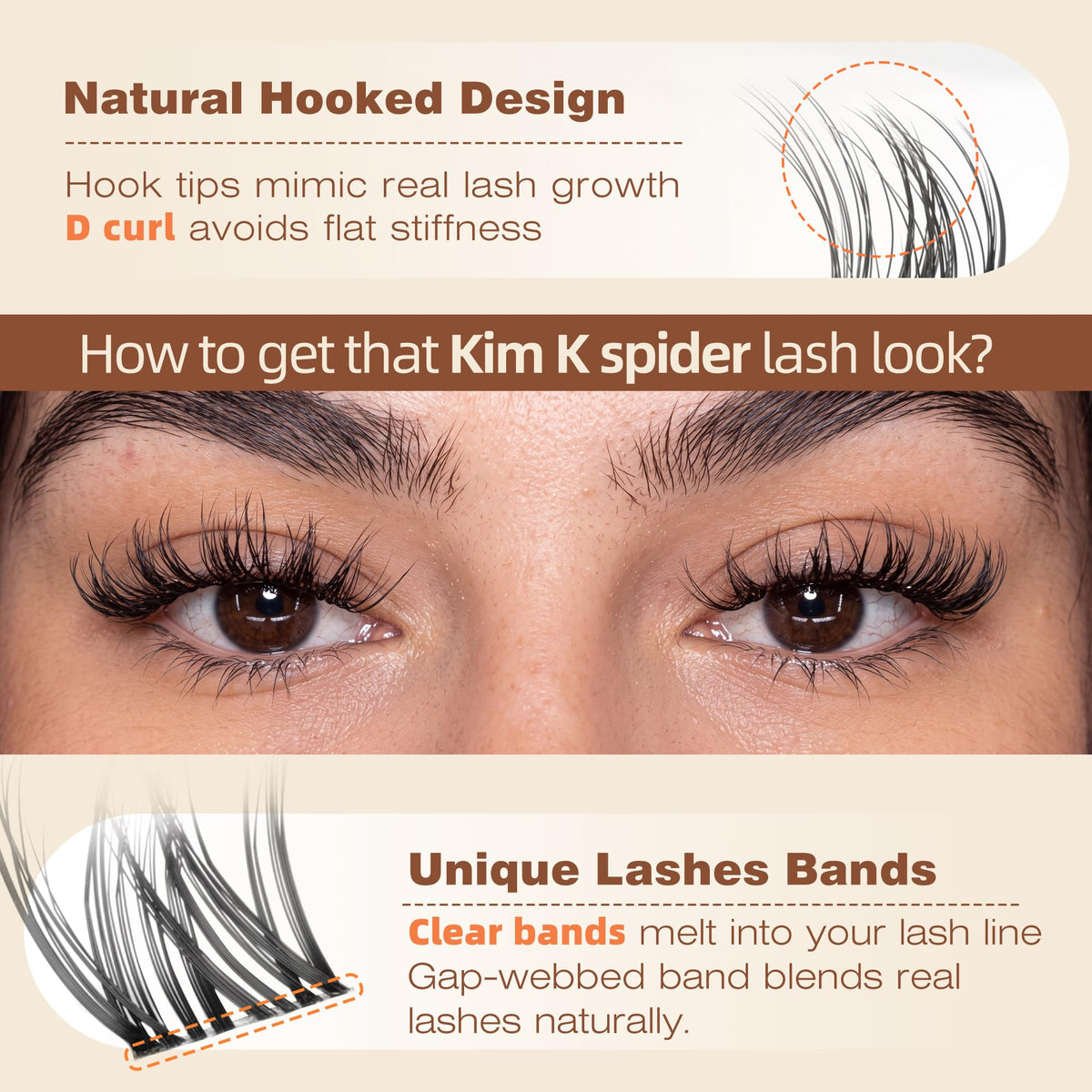 Spider Lash Clusters Breeze Wispy Eyelash Clusters D Curly Clusters Eyelash Extensions Natural 8-14MM Kim K Style Lash Extensions with Invisible Band for DIY at Home ALICROWN ALICROWN HAIR