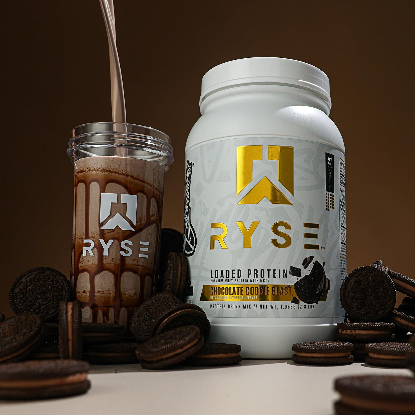 RYSE Loaded Protein Powder - Jet-Puffed Marshmallow - 25g Whey Protein Isolate & Concentrate with Prebiotic Fiber & MCTs - Low Carb, Low Sugar, Digestive-Friendly - 27 Servings / 2 lb Tub