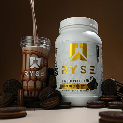 RYSE Loaded Protein Powder - Jet-Puffed Marshmallow - 25g Whey Protein Isolate & Concentrate with Prebiotic Fiber & MCTs - Low Carb, Low Sugar, Digestive-Friendly - 27 Servings / 2 lb Tub