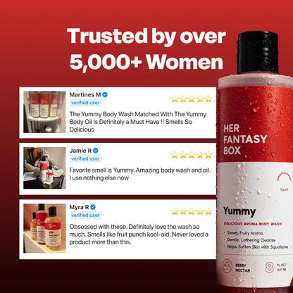 Her Fantasy Box Yummy | Body Wash - Indulgent, Luxurious Body Wash for Deep Cleansing, Moisturizing, and Nourishing Skin - Refreshing Scent for All Skin Types - 8 oz Her Fantasy Box