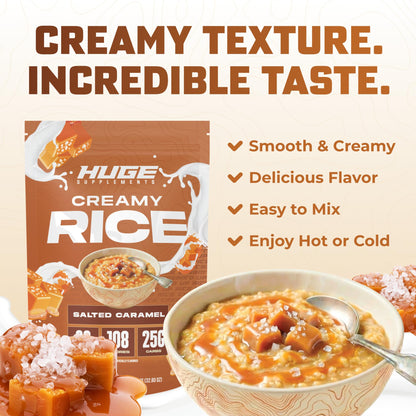 Huge Creamy Rice, Maple Brown Sugar, Rice Cereal (Cream of Rice Style), Quick & Easy Preparation, Fast-Digesting Carbohydrates, Sugar-Free, Creamy Texture, Pre & Post Workout Fuel, 30 Servings