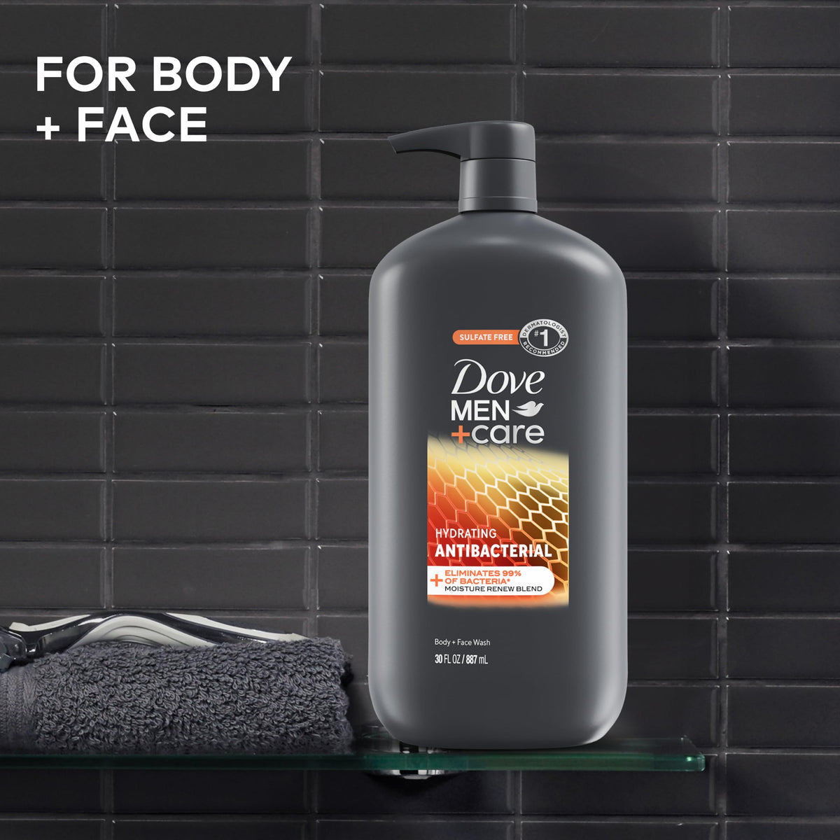 DOVE MEN + CARE Antibacterial Face & Body Wash, Apple Musk, 30 oz DOVE MEN + CARE