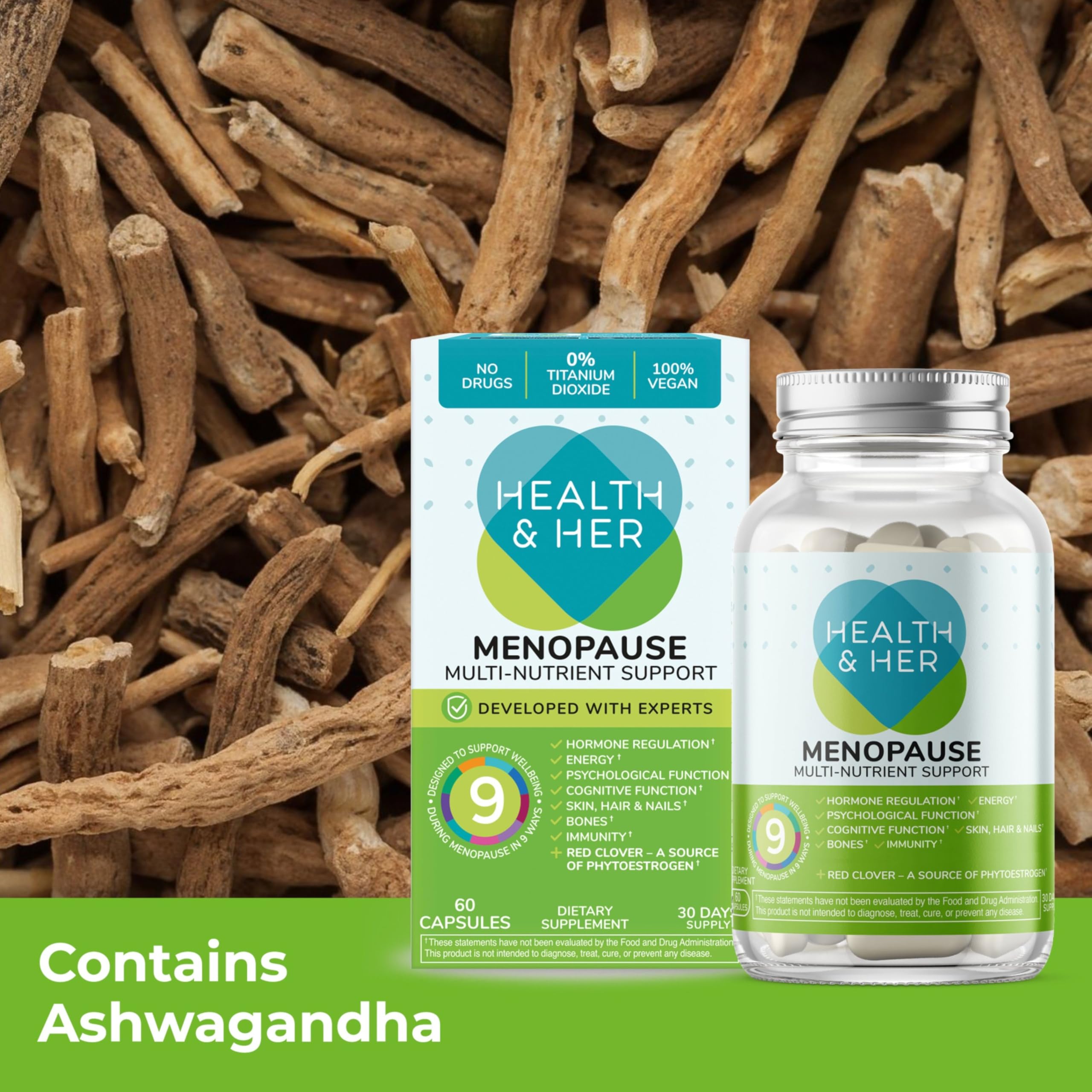 Health & Her Menopause Supplements for Women - Multi-Nutrient Support, Menopause Vitamins for Energy, Bones, Muscles, Skin & Hair, Vegan, Gluten-Free, Non GMO (60ct - 1 Month) Health and Her buy australia supplements