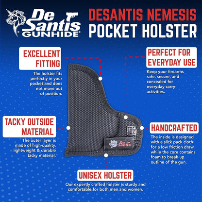 DeSantis Nemesis - Gun Pocket Holsters for Concealed Carry, Concealed Pocket Holster for Pistols, Revolvers, Soft, Designed for Comfort & Discreet Carry, Ambidextrous Gsupps Australia