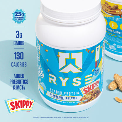 RYSE Loaded Protein Powder - Jet-Puffed Marshmallow - 25g Whey Protein Isolate & Concentrate with Prebiotic Fiber & MCTs - Low Carb, Low Sugar, Digestive-Friendly - 27 Servings / 2 lb Tub