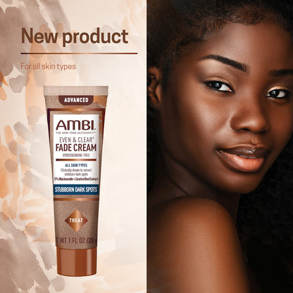 Ambi Even & Clear Advanced Fade Cream, Hydroquinone-free, Hyperpigmentation Treatment, Stubborn Dark Spot Corrector, Results In As Little As 2-3 Weeks, Niacinamide, Licorice Root Extract, PHA, 1 Fl Oz Ambi