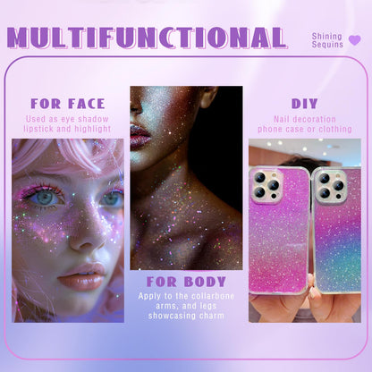 HOSAILY Roll-on Holographic Body Glitter Gel for Face Hair, Chameleon Color Changing Glitter Gel Under Light, Chunky Mermaid Sequins Festival Party Rave Accessories Shimmer Makeup (Sparkling Pink) HOSAILY