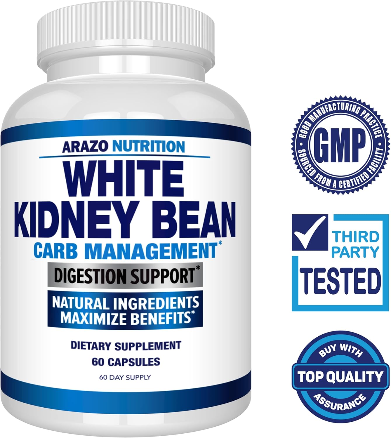 Arazo Nutrition White Kidney Bean Extract - 100% Pure Carb Blocker and Fat Absorber for Weight Support - Intercept Carbs Gsupps Australia