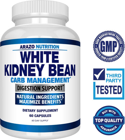 Arazo Nutrition White Kidney Bean Extract - 100% Pure Carb Blocker and Fat Absorber for Weight Support - Intercept Carbs Gsupps Australia