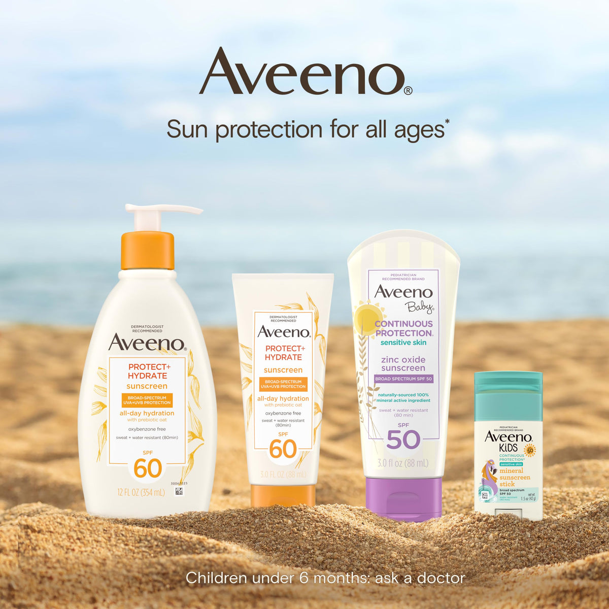 Aveeno Kids Sunscreen Lotion, Broad Spectrum, SPF 50, 3 fl. oz Aveeno