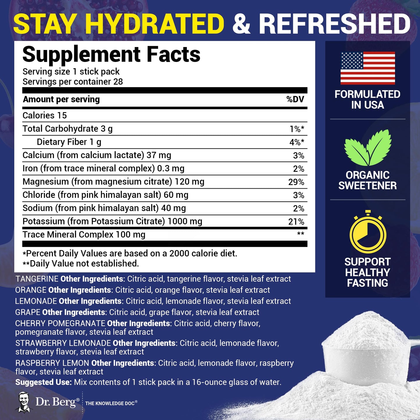 Dr. Berg Sugar Free Electrolyte Powder Packets (Variety Pack) - Daily Electrolyte Drink Mix - 28 Total Hydration Pouches Sugar Free Dr. Berg Nutritionals