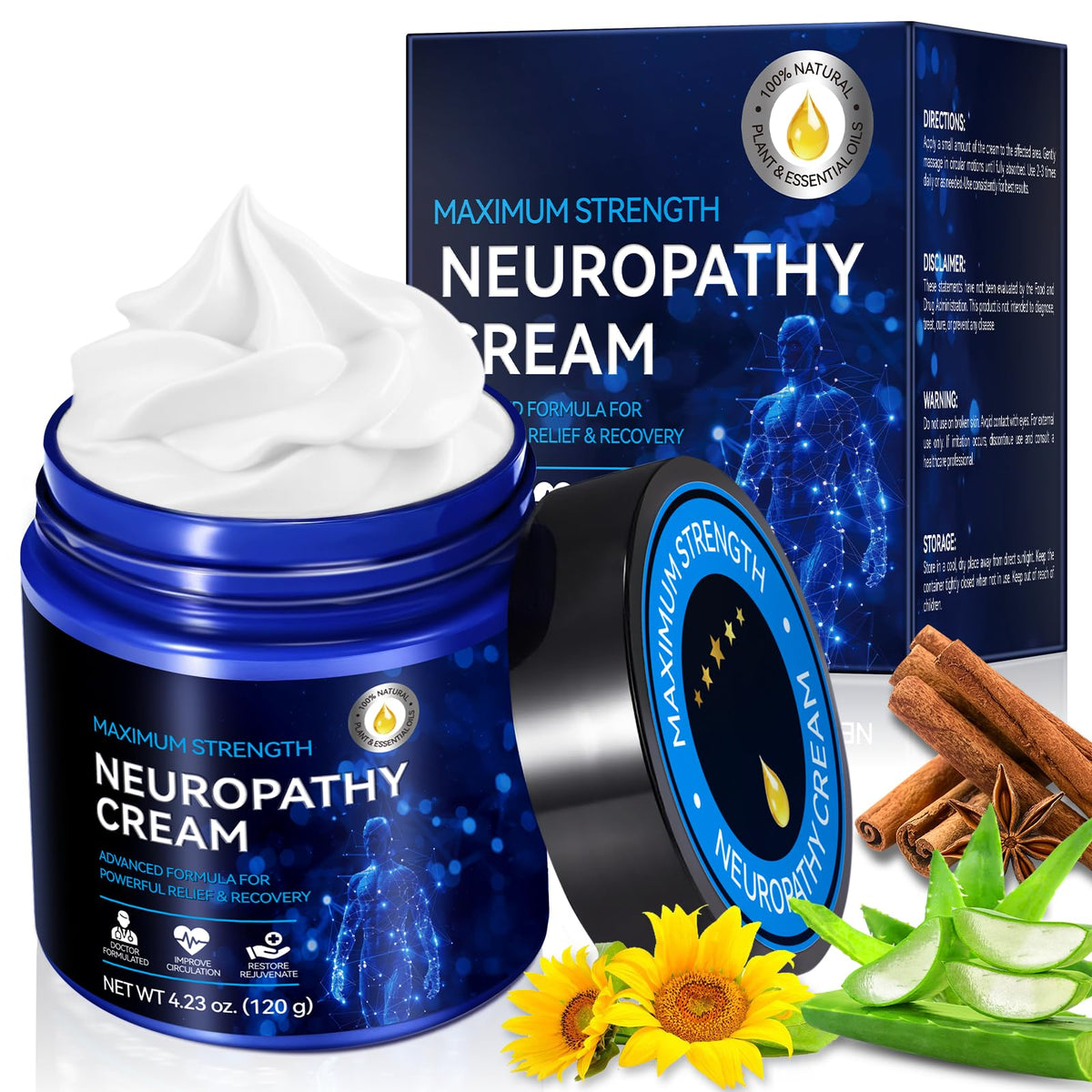 USBSREGARDS Neuropathy Cream Extra Strength Nerve Cream for Feet, Legs, Neck, Back, Hands, Body – Lightweight, Plant-Based Formula with Cooling Comfort, 4 oz 1Pack USBSREGARDS