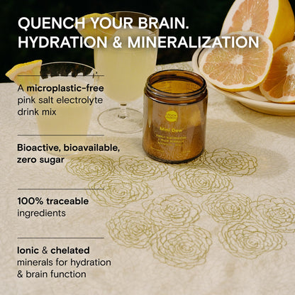 Moon Juice Mini Dew Electrolytes Powder - Sugar Free Minerals & Electrolyte Hydration Powder for Instant Hydration & Brain Support - Magnesium, Calcium, Potassium, Pink Salt, Watermelon, 30 Servings