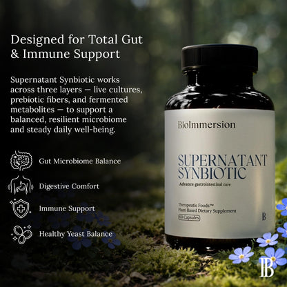 BioImmersion Supernatant Synbiotic - Prebiotic Probiotic Postbiotic - Eases Digestive Discomfort, Gut Imbalance & Yeast Overgrowth - Immune & Microbiome Support BioImmersion