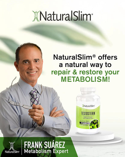 NaturalSlim Natural Booster for Men - Male Enhancing Supplement with Ginkgo Biloba, L Arginine, Zinc, Vitamin B3, & Testofen for Energy, Muscle Builder & Metabolism - 180 Capsules NaturalSlim