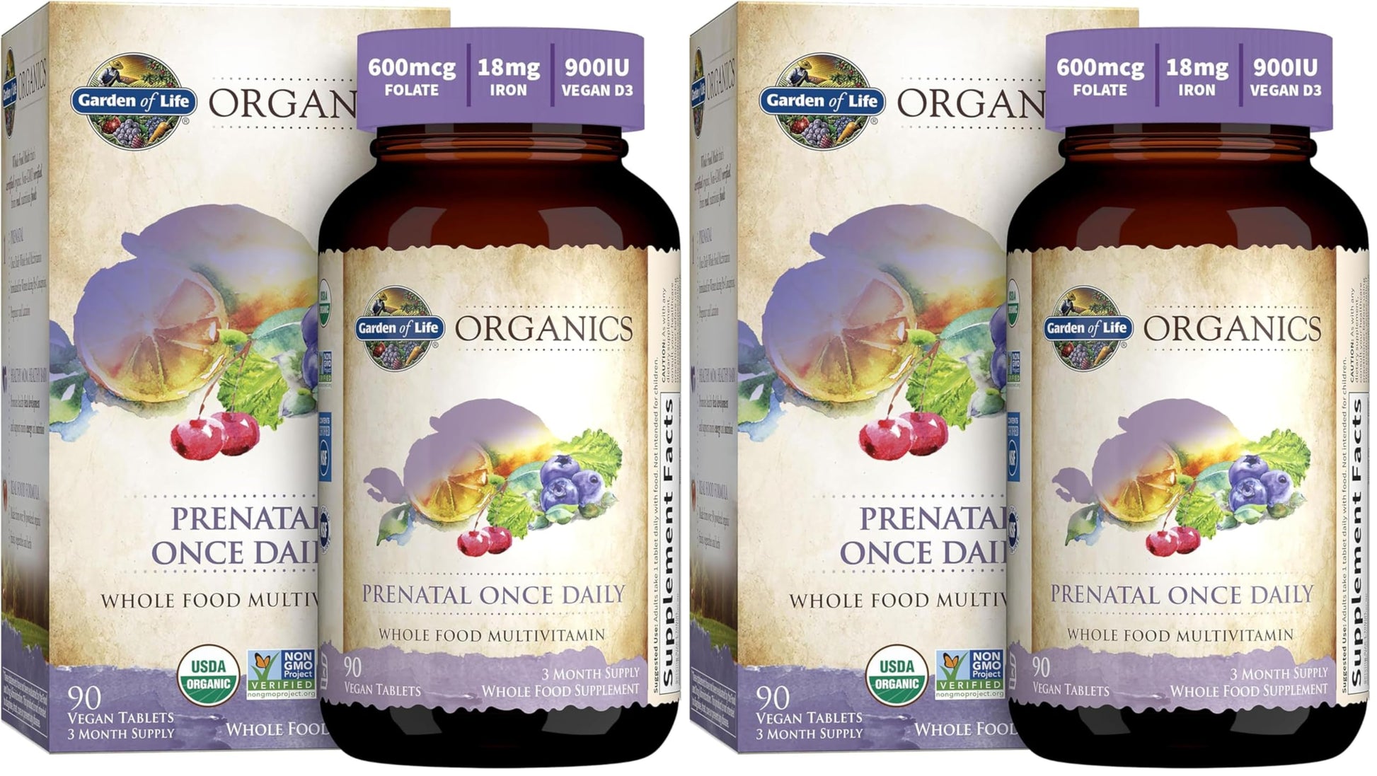 Garden of Life Prenatal Vitamins for Women, Organics Folate for Energy & Healthy Fetal Development, Non-constipating Iron, Vitamin C, B6, B12, D3, Non-GMO, Gluten-Free, Vegan, 90 Day Supply Gsupps Australia