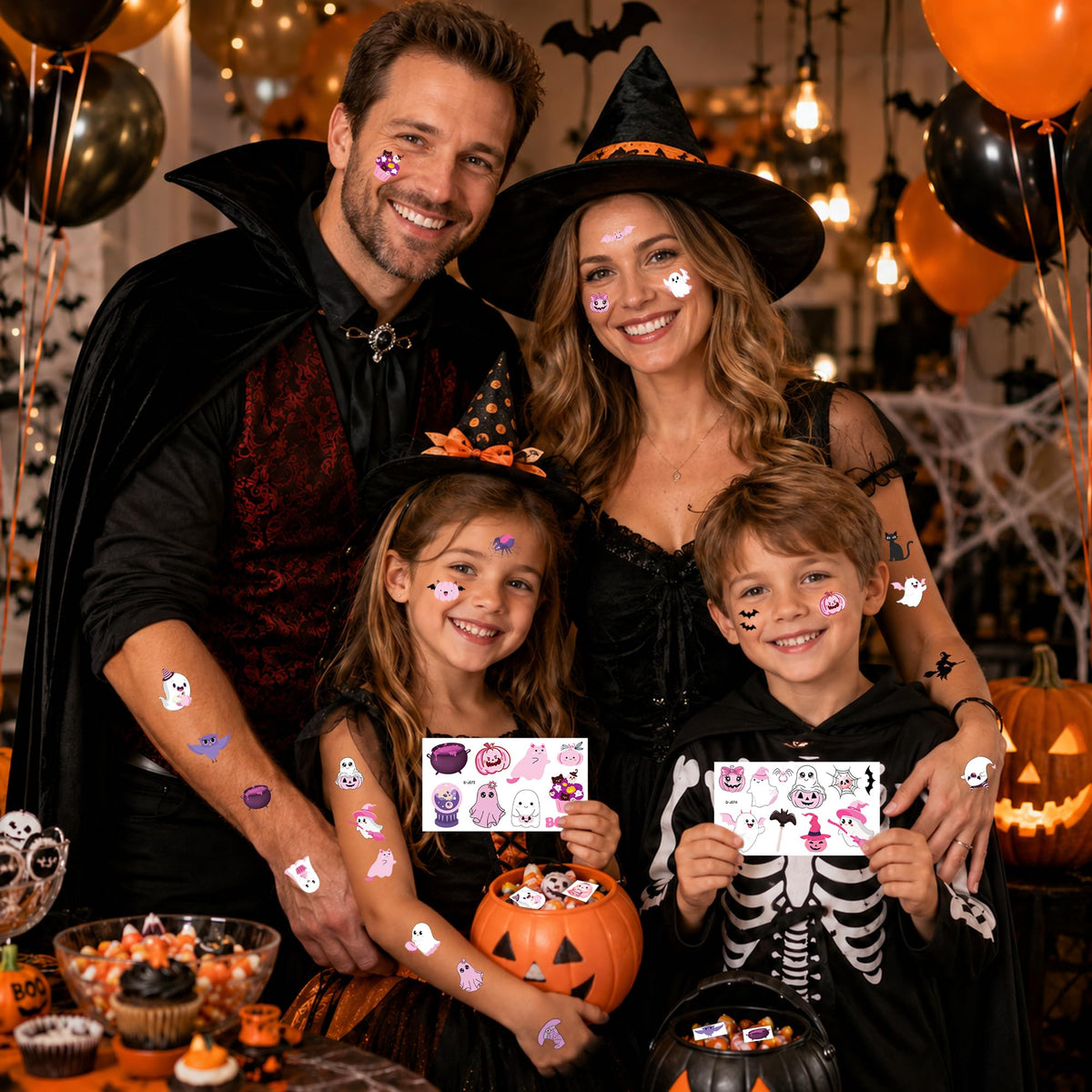 168PCS Pink Halloween Temporary Tattoos for Kids Halloween Party Favors Epuxiael