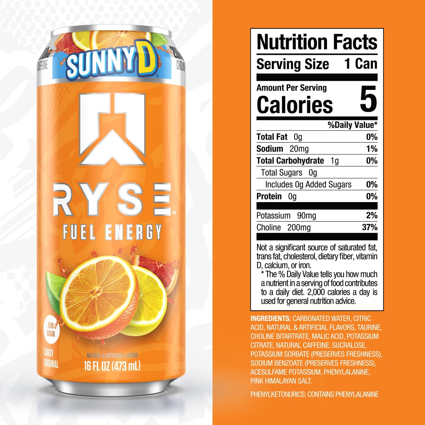 RYSE Fuel Energy Drink - Variety Pack - Sugar Free, Gluten Free & Vegan - 200mg Natural Caffeine, Taurine & Choline for Focus & Energy - No Artificial Colors - 16 fl oz Cans (12-Pack)