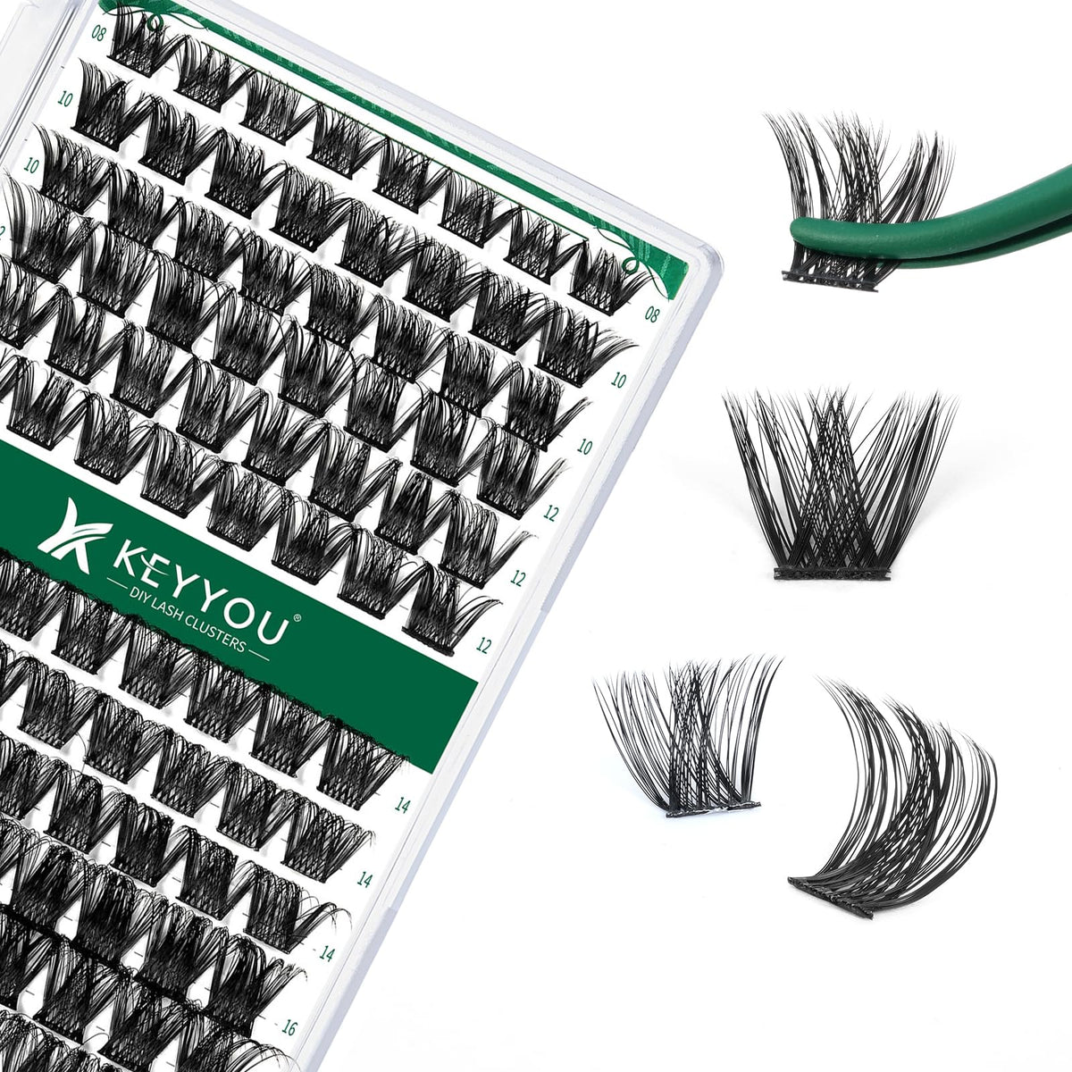 KEYYOU Lash Clusters Eyelash Clusters Natural Wispy D Curl 8-18mm MIX Y01 KEYYOU