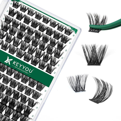 KEYYOU Lash Clusters Eyelash Clusters Natural Wispy D Curl 8-18mm MIX Y01 KEYYOU