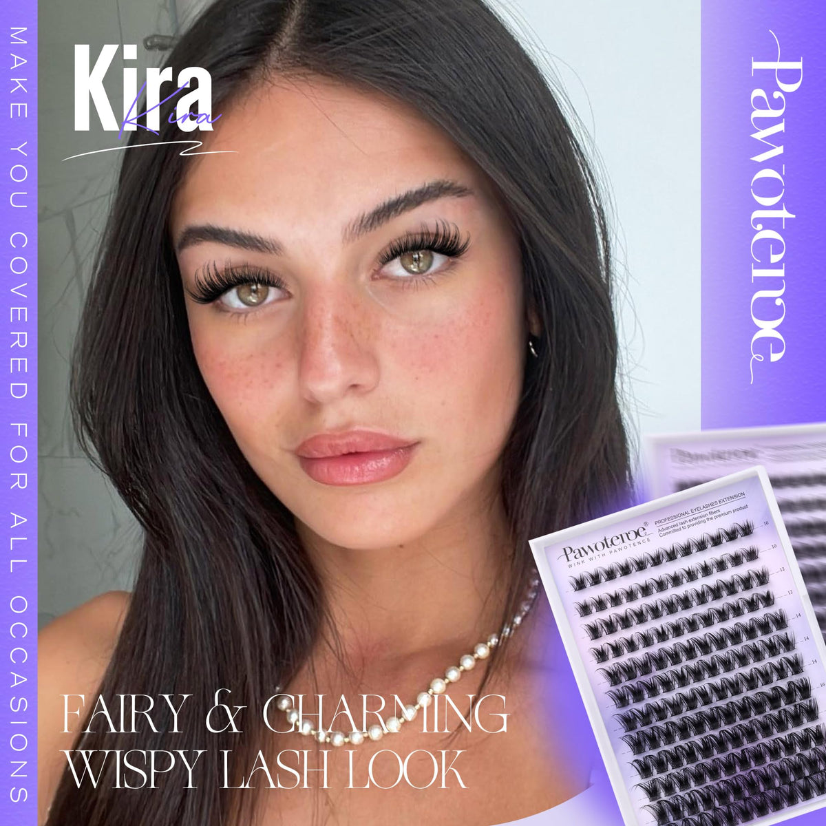 Pawotence Lash Clusters Wispy Kira Cluster Eyelash Extensions 10-18mm Individual Lashes DIY Cluster Lashes Extension Soft Comfortable Eyelash Clusters with Thin Band Pawotence