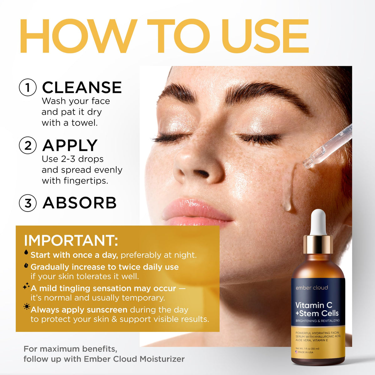 Ember Cloud Vitamin C Serum for Face with Stem Cells & Hyaluronic Acid 1 Oz Ember Cloud