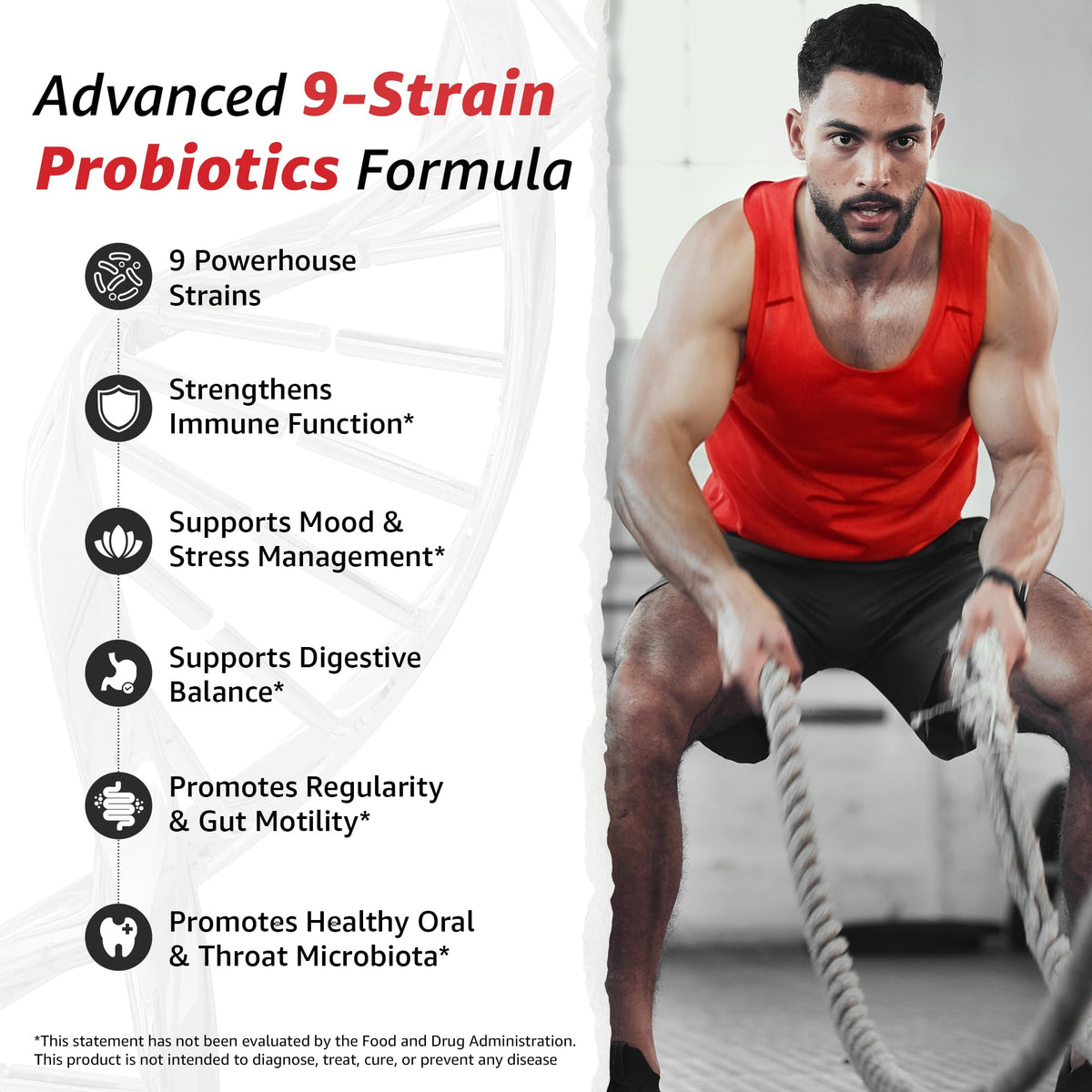 10X Health Probiotics for Men - 60 Capsules Immune Support Supplement & Probiotics for Digestive Health with Lactobacillus Rhamnosus, 10X Health System