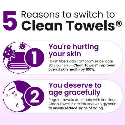 Reduces Fine Lines and Wrinkles in 6 weeks or Less, CLEAN SKIN CLUB Healthy Aging Clean Towels® XL, Disposable Face Towels, XL - 1 Pack (50 count) CLEAN SKIN CLUB