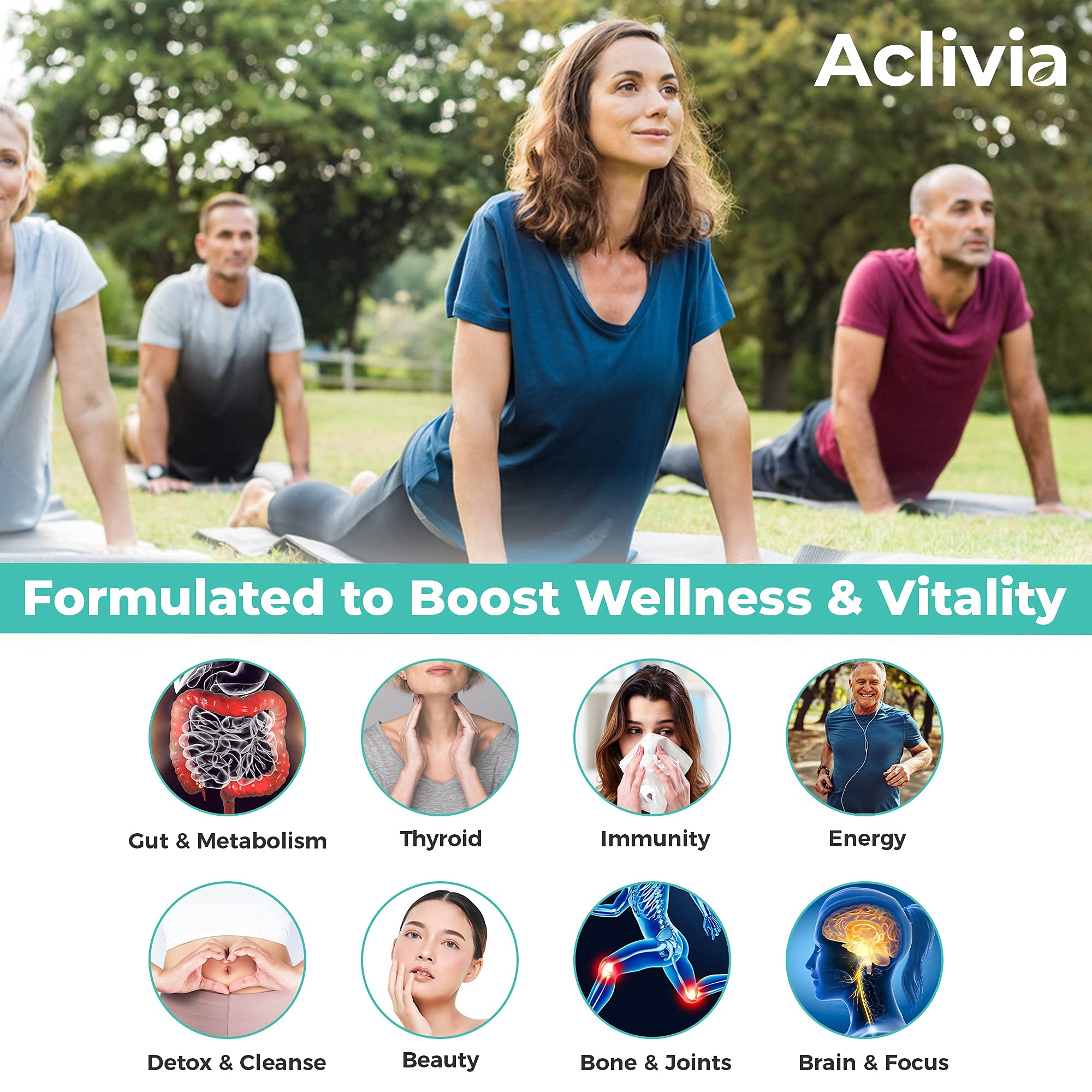 Aclivia - Organic Irish Sea Moss Capsules with Bladderwrack & Burdock Root - 102 Minerals Sea Moss Supplement - Thyroid Support, Immune Boost - Non-GMO (60 Count) Aclivia buy australia supplements