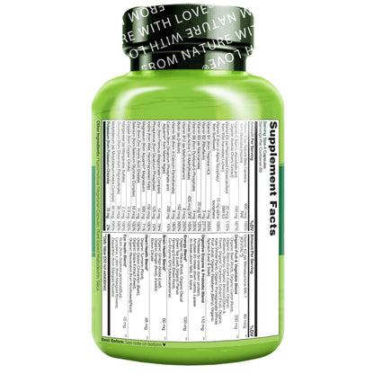 NATURELO Whole Food Multivitamin for Women - with Vitamins, Minerals, & Organic Extracts - Supplement for Energy and Heart Health NATURELO