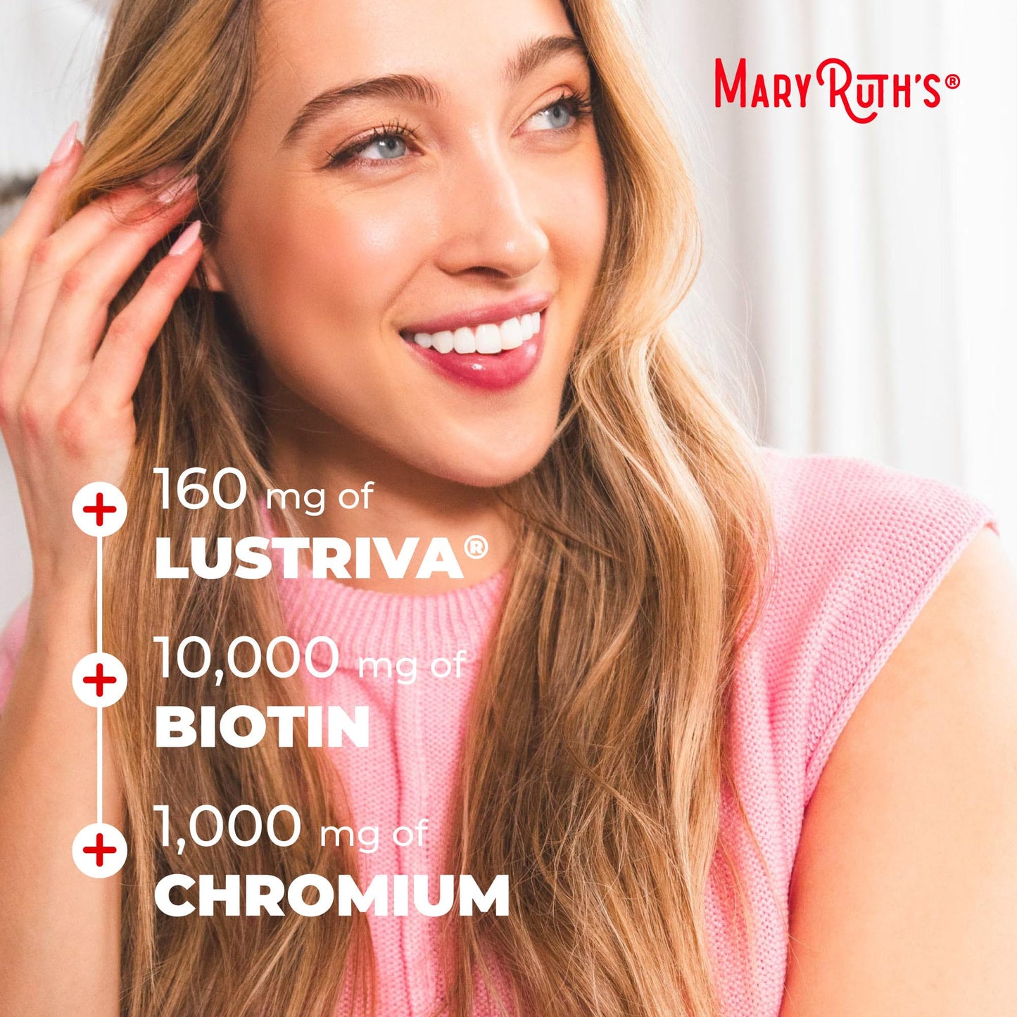 MARYRUTH'S Liquid Multivitamin+Hair Growth | Biotin 10000mcg | Lustriva Hair Growth Supplement | Clinically Tested in Women for Thicker Hair&Facial Wrinkle MARYRUTH'S