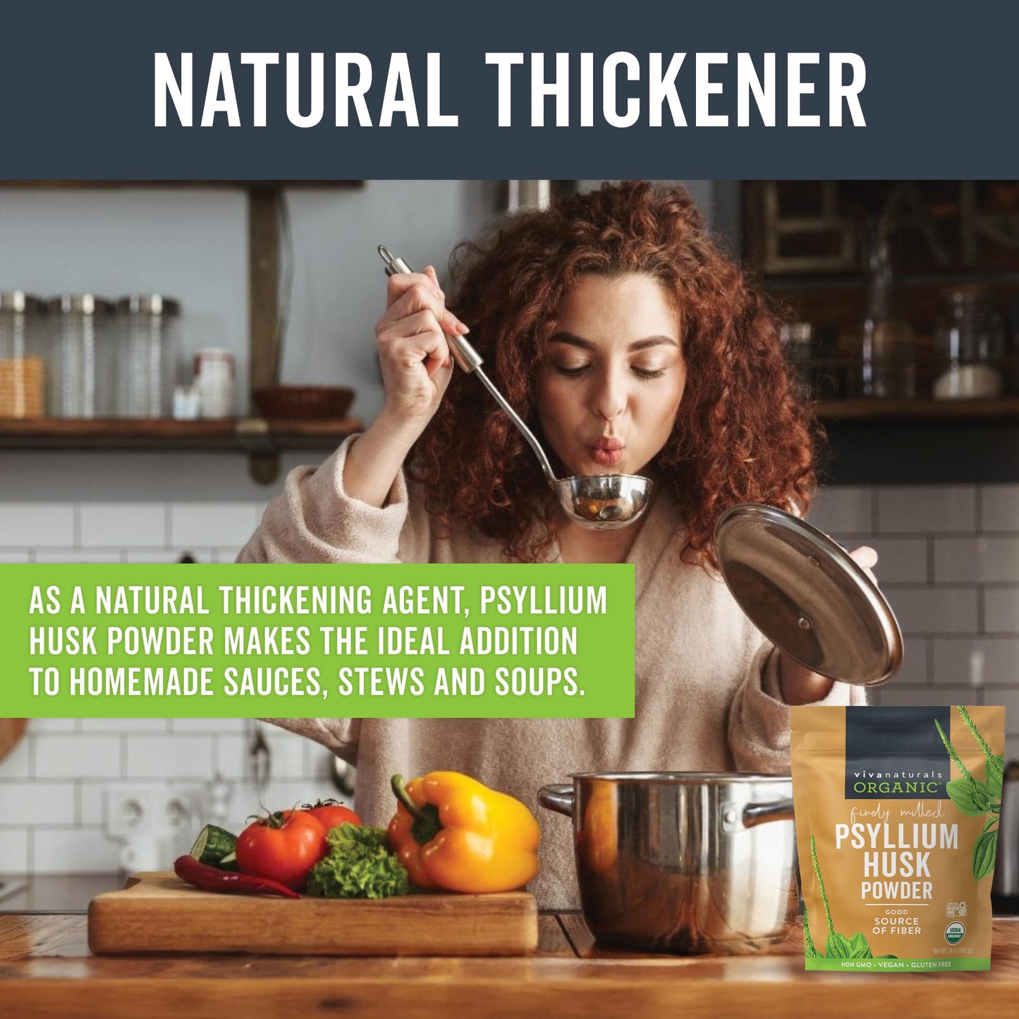 Viva Naturals Organic Psyllium Husk Powder, 24 oz – Finely Ground, Unflavored, Vegan, Keto, Paleo, Non-GMO Plant-Based Superfood, Good Source of Fiber for Gluten-Free Baking, Juices & Smoothies Viva Naturals