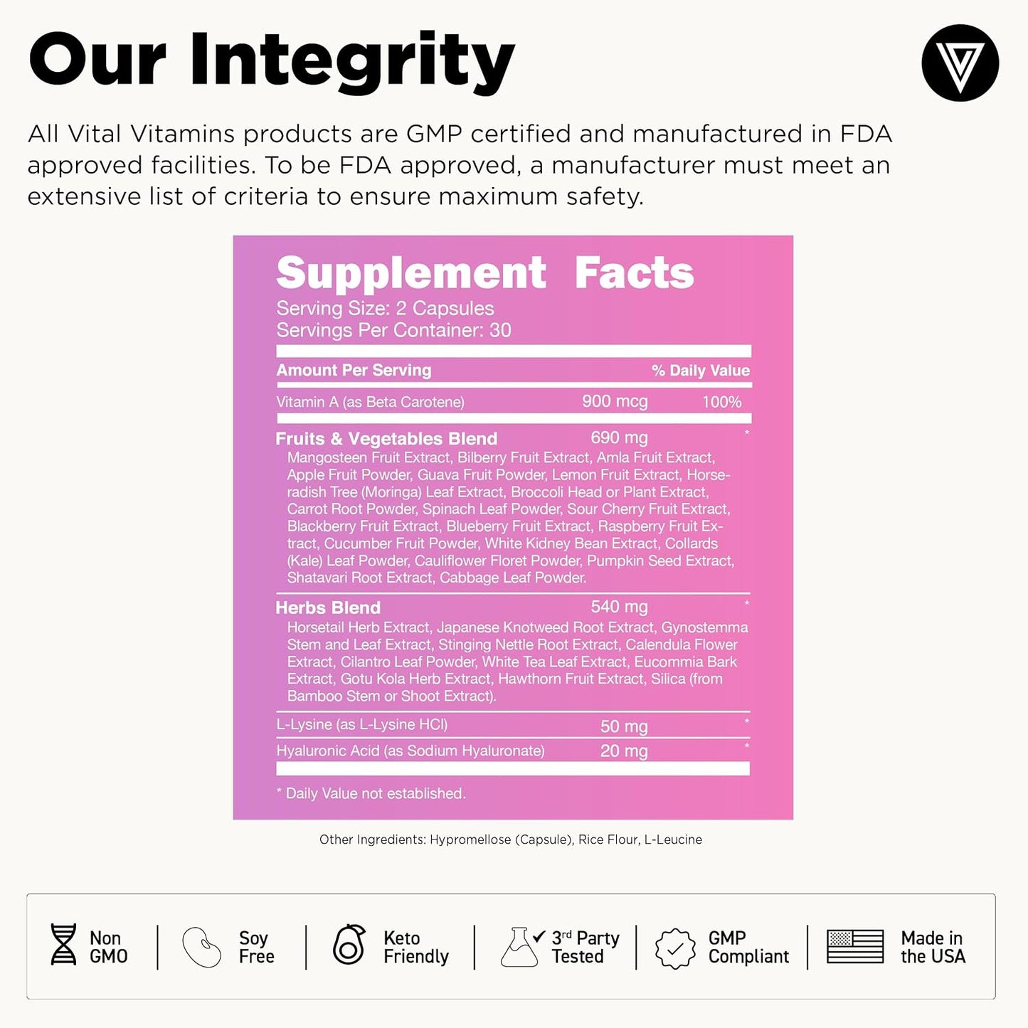 Vital Vitamins Vegan Collagen Booster Supplements, 60 Capsules | Supports Skin, Hair, Nails & Joints, Formulated with 30+ Superfoods, Hyaluronic Acid, Silica & Vitamin A, Non-GMO Gsupps Australia