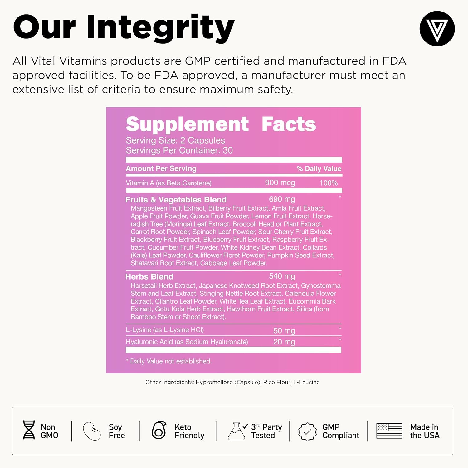 Vital Vitamins Vegan Collagen Booster Supplements, 60 Capsules | Supports Skin, Hair, Nails & Joints, Formulated with 30+ Superfoods, Hyaluronic Acid, Silica & Vitamin A, Non-GMO Gsupps Australia