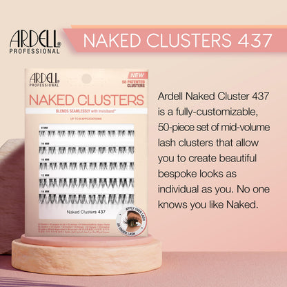 Ardell Naked Clusters 437 – Lightweight Human Hair Natural Cluster Lashes with Invisiband, Mixed Length 8–14 mm, DIY Lash Extensions, 50 Lash Clusters Ardell
