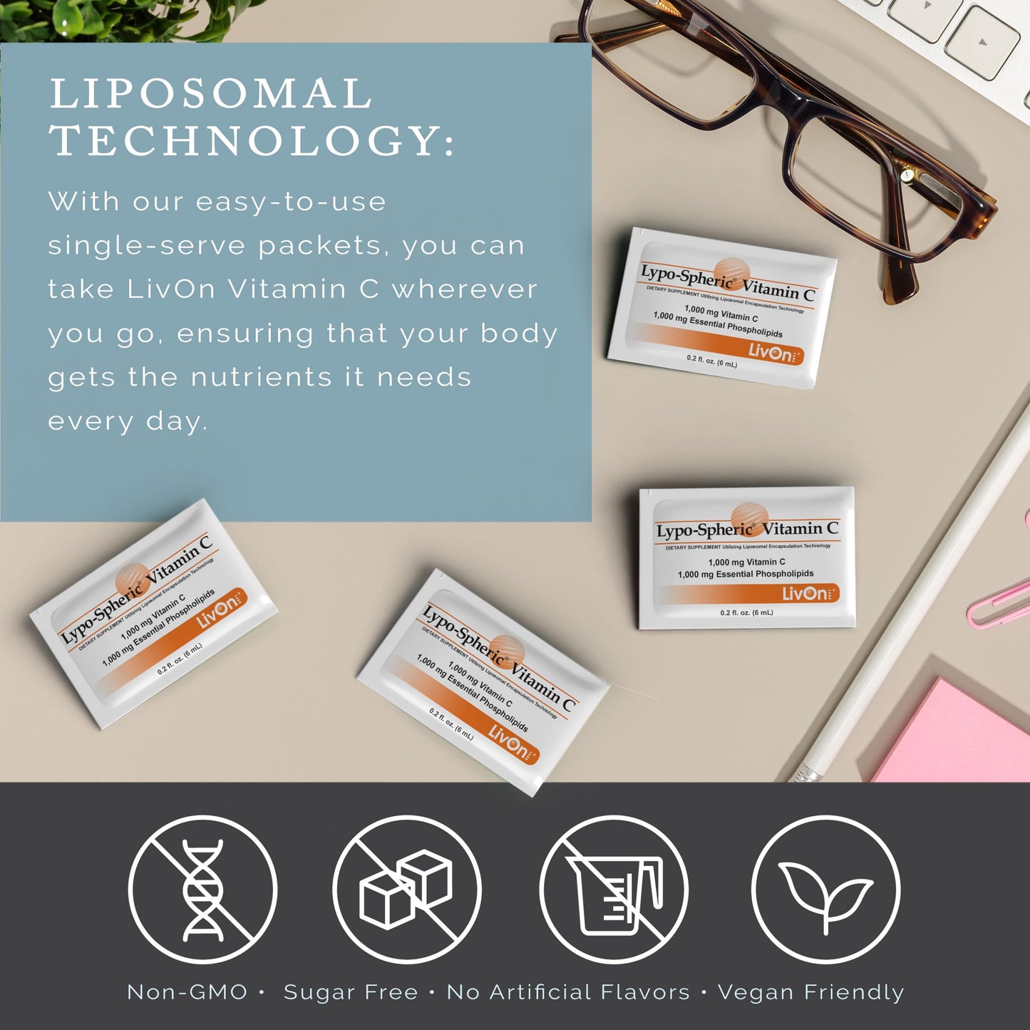 LivOn Laboratories Lypo–Spheric Liposomal Vitamin C 1000mg - No Sugar, Immune Support, Plant Based - Easy to Swallow, Absorbable - Non–GMO, Gluten Free LivOn Laboratories
