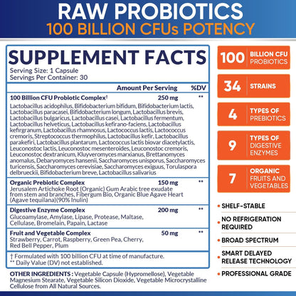 Wholesome Wellness Organic Probiotics 100 Billion CFU, Dr Formulated for Women and Men + Liposomal Vitamin C Capsules (200 Pills 1500mg Buffered) High Absorption VIT C Bundle Gsupps Australia