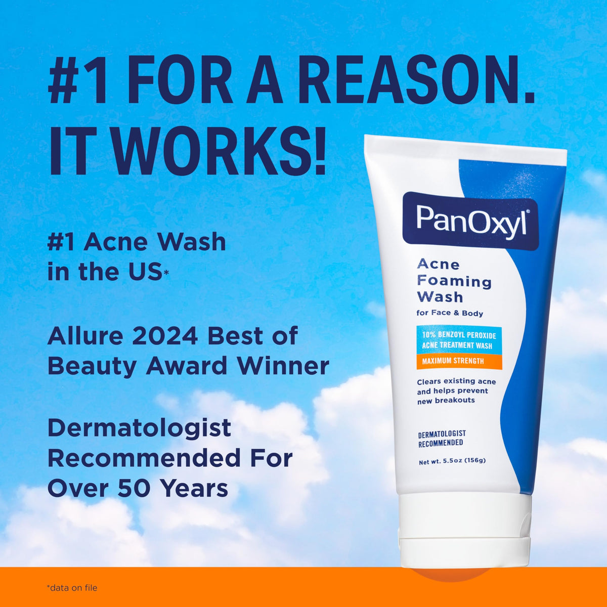 PanOxyl 10% Benzoyl Peroxide Acne Foaming Wash, Maximum Strength, Daily Acne-Fighting Face and Body Cleanser, Face Wash to Clear, Treat and Prevent Acne Pimples and Stubborn Breakouts, 5.5 Oz Tube PanOxyl