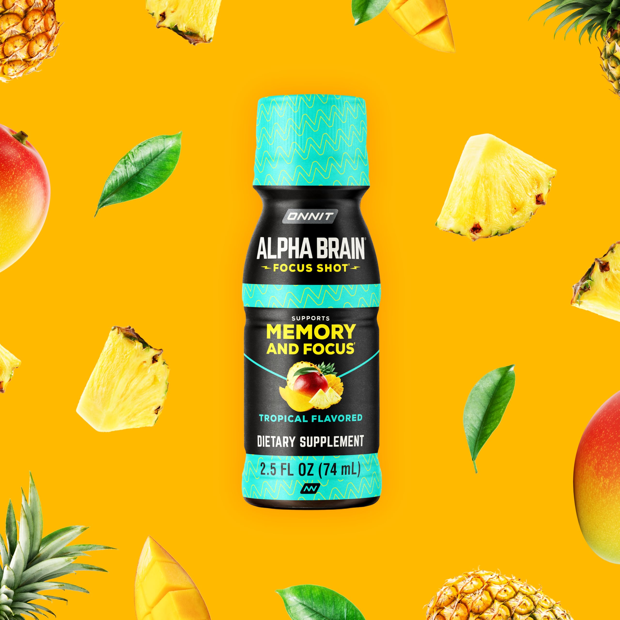 ONNIT Alpha Brain Focus Shot, Tropical Flavor, Nootropic Dietary Supplement Drink That Supports Energy, Focus, and Mood, IGEN™ Non-GMO Tested, 2.5 fl oz, 6 Count ONNIT buy australia supplements