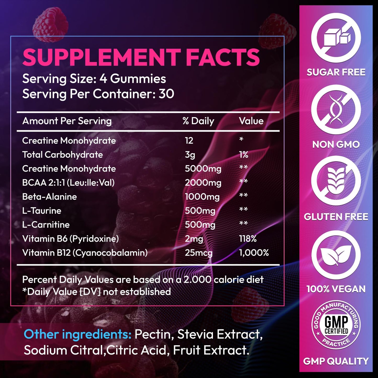 Cytona Creatine Gummies Monohydrate Complex 9000MG, Pre-Workout for Men & Women, Creatine Gummy with L-Taurine, BCAA 2:1, B12/6 for Muscle Support Cytona