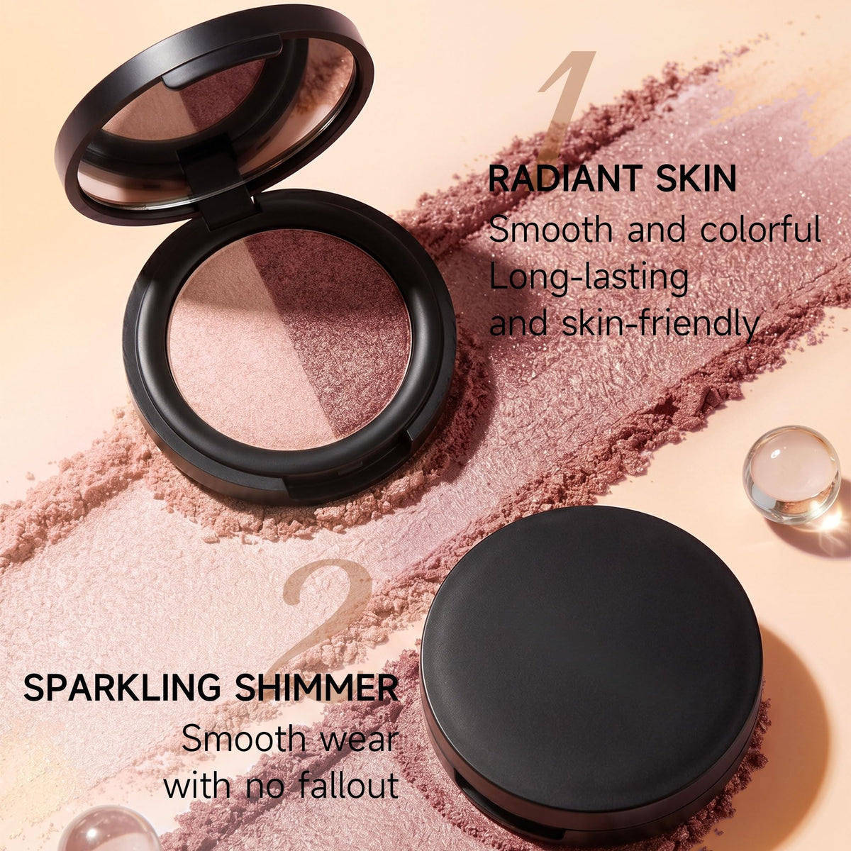 SAUBZEAN Eyeshadow Makeup, Long Lasting Waterproof Shimmer, Rose Gold SAUBZEAN