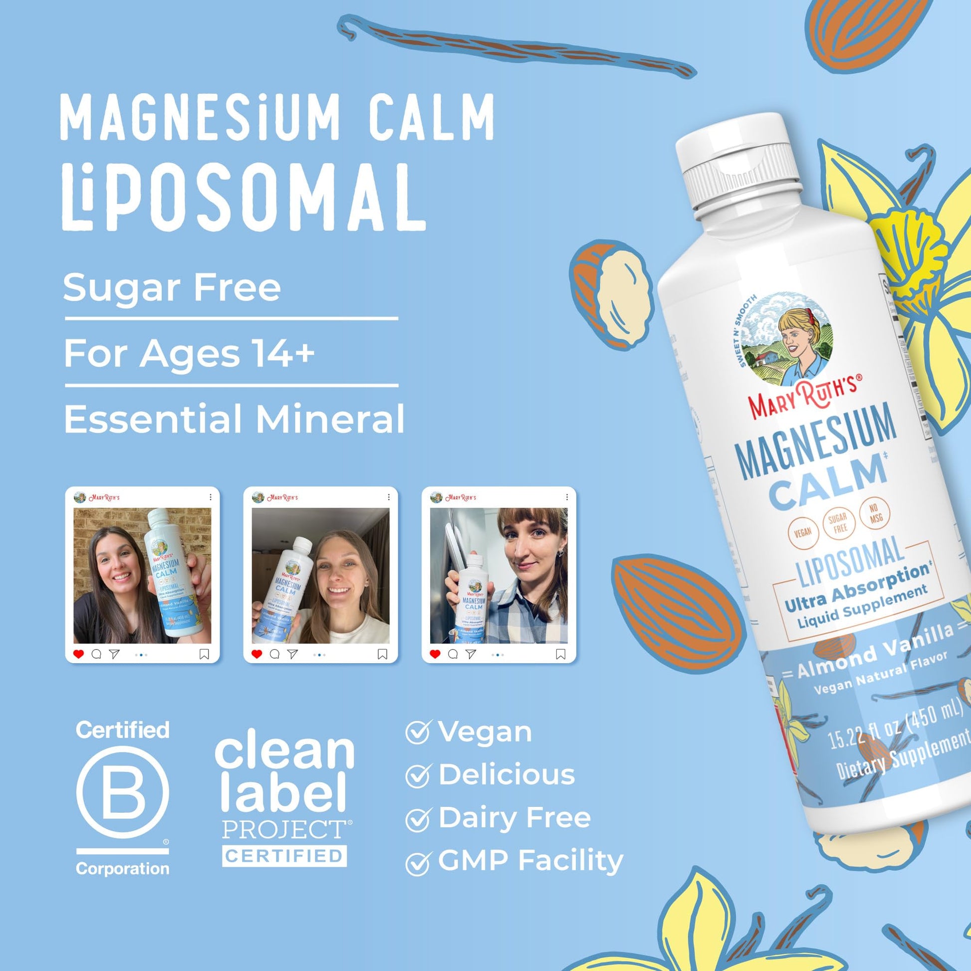 MaryRuth Organics Magnesium Liposomal| Magnesium Supplement | Magnesium Bisglycinate | Muscle & Bone Support | Mood Support Vitamin | Vegan | Non-GMO | Gluten Free | 15.22 Fl Oz | 30 Servings MARYRUTH'S buy australia supplements