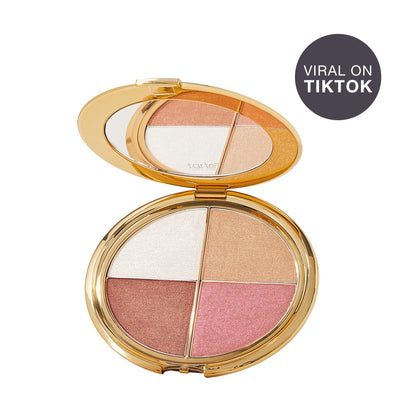tarte glow wardrobe highlighting eye & cheek palette – Highlighter, Blush, Bronze & Eyeshadow All-in-One Face & Eye Viral Makeup for Everday Radiant Blendable Glow, Vegan & Cruelty Free, full size tarte