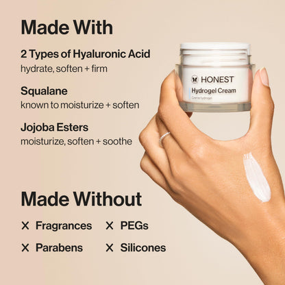 Honest Beauty Hydrogel Cream with Hyaluronic Acid, Lightweight Moisturizing Water, Gentle for Sensitive Skin Honest Beauty
