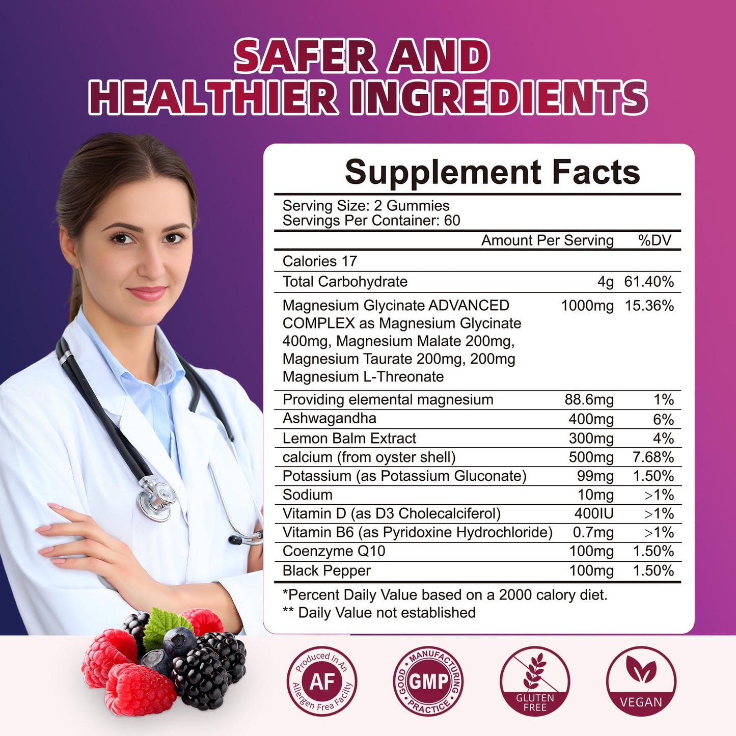 120 CT Magnesium Glycinate Gummies 1000 mg for Women and Men, Magnesium Malate & Taurate Supplements for Sleep, Body Support and Relaxation, Sugar Free OUTELANDE